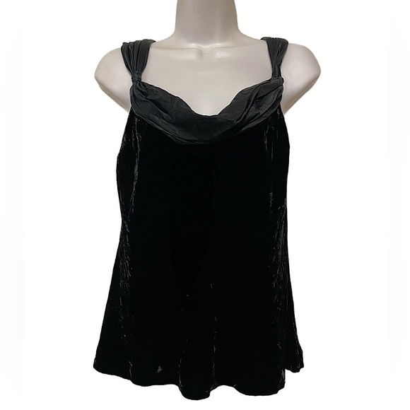ANN TAYLOR Black Velvet Silk Cowl Neck Sleeveless Tank Top blouse - Picture 1 of 8